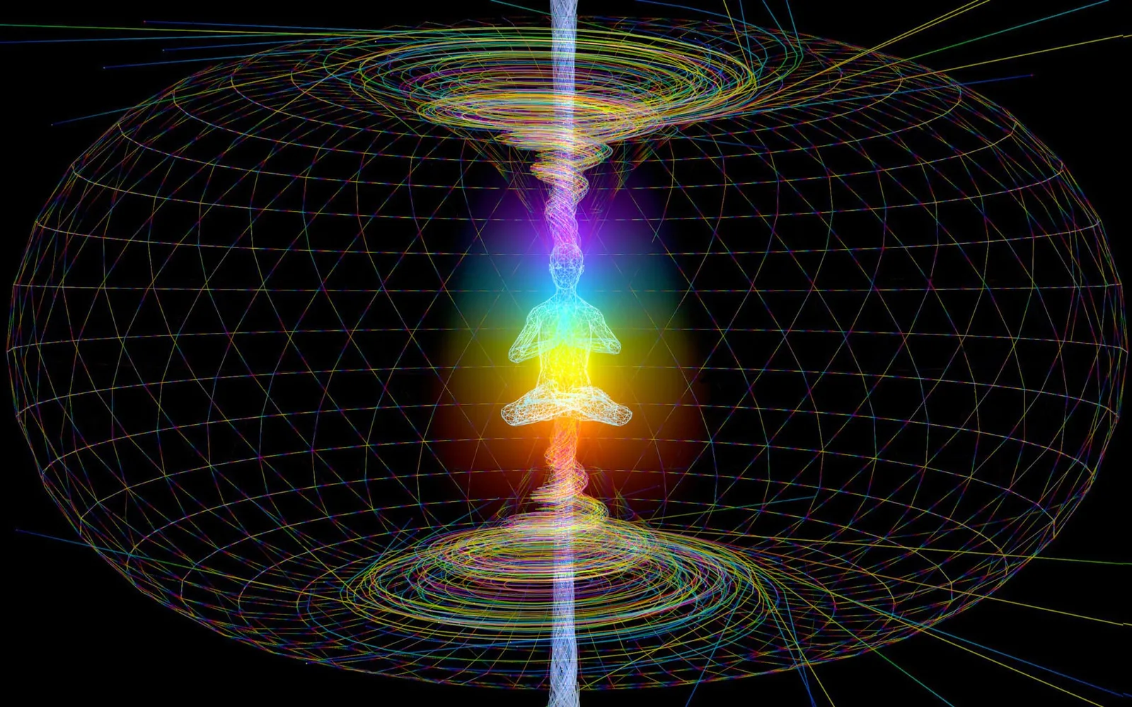 Abstract energy field visualization, waves of light and frequency